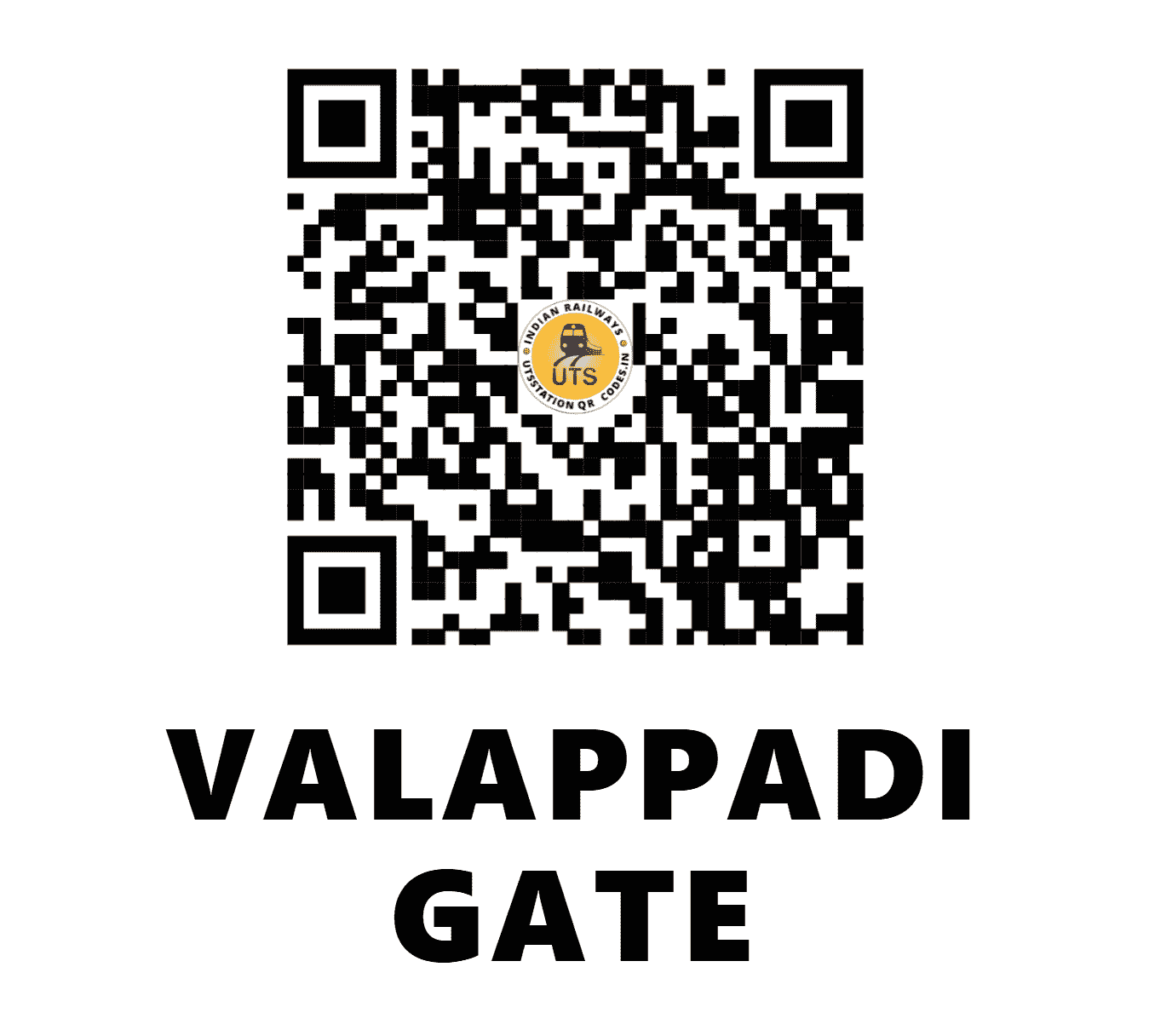 UTS QR Code for VALAPPADI GATE - VGE - SR (TAMIL NADU)